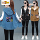 Chu Diameter 2025 new hooded embroidered denim vest jacket Korean style loose large size fashionable vest vest sleeveless 2 blue 5009 M 80-100Jin [Jin equals 0.5 kg]