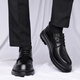 Zapatos de cuero portulese para hombres de negocios británicos para hombres zapatos casuales de negocios bajo zapatos de boda de la suela gruesa bajo 9929 Negro 39