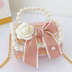
Lingting Eagle Girl Little Shou Bao Little Girl Little Flavor Fashion Princess Crossbody Bag Children's Fashion Cute Pearl Handbag 9756 Bow Small Flower Gou Pink