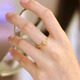 Sugar cube ring gold 999 gold little girl's opening adjustable fashion light luxury diamond ring free gold small sugar cube ring (live mouth design) 1g
