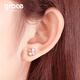 Grace Girl 18K gold lucky four-leaf clover earrings for women, rose gold fashionable gold earrings, Valentine's Day gift for girlfriend, white mother-of-pearl earrings + certificate, local warehouse