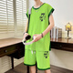 Pei Shiyans Sommer-Eis Silk-ärmellose T-Shirt Boy 12-15 Jahre alte Junior- und Senior High School-Schüler Big Children's Weste Basketball Uniform Sportanzug Trend 6636 Blue Weste + Shorts M 80-100jin [Jin gleich 0,5 kg]