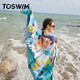 TOSWIM拓胜速干浴巾游泳毛巾运动健身吸水巾旅行快干巾 蓝色潮汐