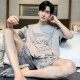 Un pijama de hombres yuxiao en verano en el estilo de algodón puro de manga corta de algodón delgado más grasa más 300 Jin [Jin equivale a 0.5 kg] en verano, las personas gordas pueden usar ropa casera para hombres afuera de 1343 3xl para hombres (185 cm de peso recomendado 180-210)
