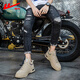 Huili Men's Shoes 2025 Printemps Nouveaux chaussures polyvalentes rétro pour hommes Martin Boots Étudiant Sports décontractés High Top Work Chaussures Men Khaki / Single 42