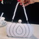 Woodpecker (TUCANO) light luxury new retro pearl bag for women cheongsam handbag Chinese style beaded rhinestone dinner bag handheld evening gift double-sided beads soft bags beads beads beige with iron chain