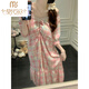 
Modal pink plaid pajamas for women in summer with chest pads sexy cute lace short-sleeved princess style nightgown 2025 home clothes 16864 pink flower green leaves fixed chest pad M 160