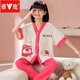 
Yalu children's pajamas girls summer cotton short-sleeved trousers thin spring and autumn girls cartoon medium-sized children's home clothes set Lively pig-1283 cotton girl 170 size 8 (height 95-105CM)
