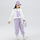 Yoyo One (Yoyo One) Girls Anzugsanzug Frühlingsanzug Neue Kinder modische Sweatshirt Girls Casual Children's Clothing Sport Frühling und Herbst 10 Jahre alt 4882 Weiß + 16187 Lila [plus Samtanzug] 150 cm