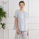 Roseme Roseme Spring and Summer New 14065 Pure Cotton 60 Tribute homenaje Estampado Rose Rose Collar completamente abierto Pajama de manga corta Set azul 160 (M)