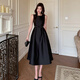 YIOU summer French waist-hugging retro Hepburn style sleeveless vest skirt design sense banquet dress for women slimming 9885 black S
