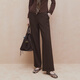 FIRSTSTATION FS Dayajia Slim Slant Pocket Straight Down Pants Women's 24th Autumn and Winter New Style Y601A Brown 160/68A/M