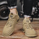 Changxiang Huili Herrenschuhe Sommer atmungsaktiv 2025 Schuhe Herren Sportlosenschuhe Herrenarbeit Schuhe Arbeit Schutz tragen resistente Bergsteigen Martin Boots Männer Khaki [Lederoberfläche] 40