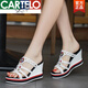 
CARTELO new summer genuine leather Roman style slippers for women's non-slip thick-soled high-heeled wedge sandals for women apricot color 38