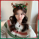 Morning Star Christmas Headdress Cute Antler Headband Children's Headband Female Elk Hair Bundle Christmas Hat Pressed Hairpin Photo Props Christmas Hat-Kajiao