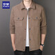 Romonjacke Herren Frühling und Herbst Trendy Revers Solid Color Top Business Executive Corduroy Jacke Herren 2270 Khaki XL