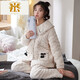 FMSERUIOS轻奢高档珊瑚绒夹棉睡衣女士冬季三层加厚加绒家居服女冬款法兰绒 MFB12157女 M