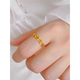 Liuwan water shell gold hollow four-leaf clover ring 999 pure gold women's 24K pure gold clover ring index finger ring live four-leaf clover ring gold-plated silver gold about 03g