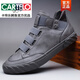 CARTELO men's shoes spring new high-top shoes men's trendy shoes casual shoes men's board shoes one-step lazy leather shoes men's trendy and versatile SS-9857 all black 38
