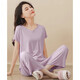 Pajamas modales para mujeres en verano de estilo delgado modal de manga corta con almohadillas en el pecho y pantalones de nueve puntos para ropa al aire libre. Juego de ropa para el hogar. Sedio de seda de hielo Sentimiento fresco. 841 negro (con almohadillas en el pecho) l