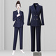 Weishipin Spring and Autumn Business Suit Suit Women's Formal Wear Temperament High-end Commuting Hotel Front Desk Jewelry Store Work Clothes Navy Blue (Suit + Pants) M