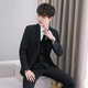 FANQI 18-year-old adolescent high school student adult dress suit boy suit suit suit men's professional formal college two-button 1578 black suit + shirt + trousers + tie + hanger 185/2XL 160-170Jin Jin equals 0.5 kg