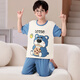 MANNIDO Jungen Pyjama Kinder Frühling und Herbst Baumwolle Dünne kurzärmelige Hose große Kinder Sommer reines Baumwolljunge Home Kleidungsstück F724 [kurze Länge] 120 12 Größe empfohlen 115-125 cm