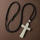 Luxury boutique Xinjiang natural Hotan jade cross blue and white jade pendant for men and women faith pendant pendant necklace Hotan jade cross