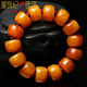 DL 1998 Fat Dong Lai's same style amber beeswax bracelet for men, natural old barrel beads, chicken oil yellow rough stone, women's bracelet, raw ore, style 1 (men's barrel beads) 14*18