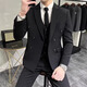 Xinghelai British style double-breasted suit men's suit business casual formal wear groom wedding suit four-piece suit suit + shirt + trousers + black tie XL