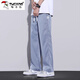 Woodpecker casual pants for men in spring new style and versatile Tennis straight wide-leg pants for men, slim and loose casual pants for men, 1048 black XL recommended 120-150Jin [Jin equals 0.5 kg]