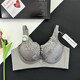 Fr.yh.zh Qian Milu 6623 Leichte Luxus -Satin -Wimpern -Spitze sexy Dessous kleine Brust ab Tasse Sammeln und Sammeln von Brust -BH für Frauen Eisgrau XL 38/8B Tasse