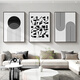 Long time no see living room decorative painting black and white gray abstract art sofa background wall mural modern simple triptych hanging painting