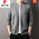 Pierre Cardin Jacke Strick Jacke Herren 2024 Frühlings- und Herbst neuer Baseball-Kragen Wabenpullover Casual Reißverschluss Cardigan Black XL 180/XL [geeignet für 150-165 Jin [Jin Equals 0,5 kg]]