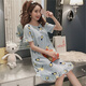 Langsha Nachthemd für Frauen im Sommer 2025 Neue pure Baumwoll japanische süße Pyjama schwangere Frauen Internet Prominente Hauskleidung kann für Frühlings- und Herbstweste 695 Striped Flamingo 165 (l) alle Größe ausgehen