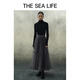 THE SEA LIFE半身裙冬季新款时尚微弹松紧腰中长款蓬蓬网纱裙13117 苜蓿灰 M