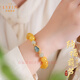Layun Feiyin natural Russian beeswax bracelets for women collectible chicken oil gold inlaid jade gourd original light luxury national style bracelet 10mm flawless chicken oil honey (with certificate)