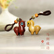 Mujuan red wooden horse pendant pendant, immediate success, wooden cartoon cute pony creative security mobile phone chain key, dark brown, red sandalwood Tang horse, live buckle rope style 1