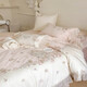 Mercury series light luxury French cotton four-season new 200-count cotton bed four-piece set princess style embroidered flower bedding quilt cover Miu-cotton-romanticism-pink Category A maternal and infant grade bed sheet 1.8 meters suitable for quilt core 200*230