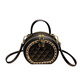 I.T Dankles Hong Kong Brand Kuhlattenbeutel Frauen 2025 Neue Textur Diamond kleine runde Tasche Handheld Runde Kuchenbeutel One-Shoulder Crossbody Bag Black (Theke Geschenkbox Set)