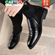 
CARTELO leather shoes men's 2024 summer men's genuine leather British business formal wear inside heightened black soft sole one-foot leather shoes CZ6189 four-season black 40 leather shoes standard size