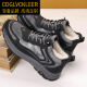 
CDGLVCK/LEER light luxury brand winter men's genuine leather wool cotton shoes warm plus velvet thickened fur integrated Northeast large cotton shoes men black 3889 38