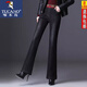 Woodpecker high waist plus velvet women's bootcut jeans for women spring, autumn and winter new style large 1 size women's pants elastic elastic waist long flared dark blue single style [high quality] size 32 [recommended 140-150Jin [Jin equals 0.5kg]]