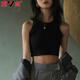 雅鹿小吊带背心女款内搭夏外穿运动无袖T恤设计感短款上衣工字遮副乳 3897黑色 M