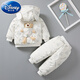 Disney baby winter new children's two-piece down jacket girls winter clothing cartoon baby plus velvet thick warm jacket D glossy cotton suit doll bear white 90