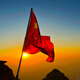 爬山登山套装户外便携式手持伸缩旗杆防水红旗中国五星红旗 方便携带不占空间 192*1283号国旗+便携式旗杆