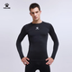 KELME sports tights men's autumn long-sleeved base shirt breathable basketball football elastic fitness clothing black XL