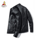 Vogelscheuche (mexikanische) Lederjacke Herren Frühling, Herbst und Winter Neue lässige trendige Marke sowie Fleece Motorcycle Leder Jacke Hellaussehende Herrenkleidung 9923# Black M 95-110Jin [Jin ist gleich 0,5 kg]