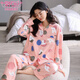 Modal Pure Cotton Pyjamas für Frauen im Frühjahr und Herbst, langärmelte große Größe kann auf der äußeren Strickjacke gelaelte Frauen im mittleren Alter im mittleren Alter getragen werden.