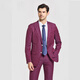 Jijia autumn and winter fashion suit two-piece casual men's striped VBC wool suit jacket rose red 175/96A suit + trousers